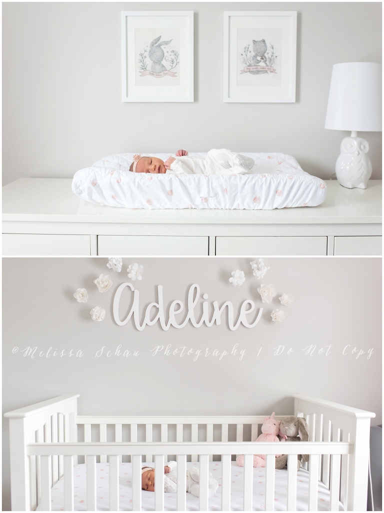 Newborn lying in crib for lifestyle photography session